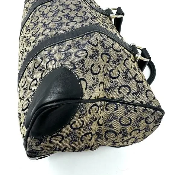 Celine Vintage Triomphe Blue Horse Macadam Boston Bag - Picture 4 of 11